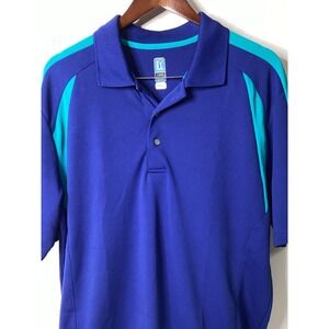 PGA Tour Men's Air flux Polo Shirt Navy Blue Turquoise Size Large‎